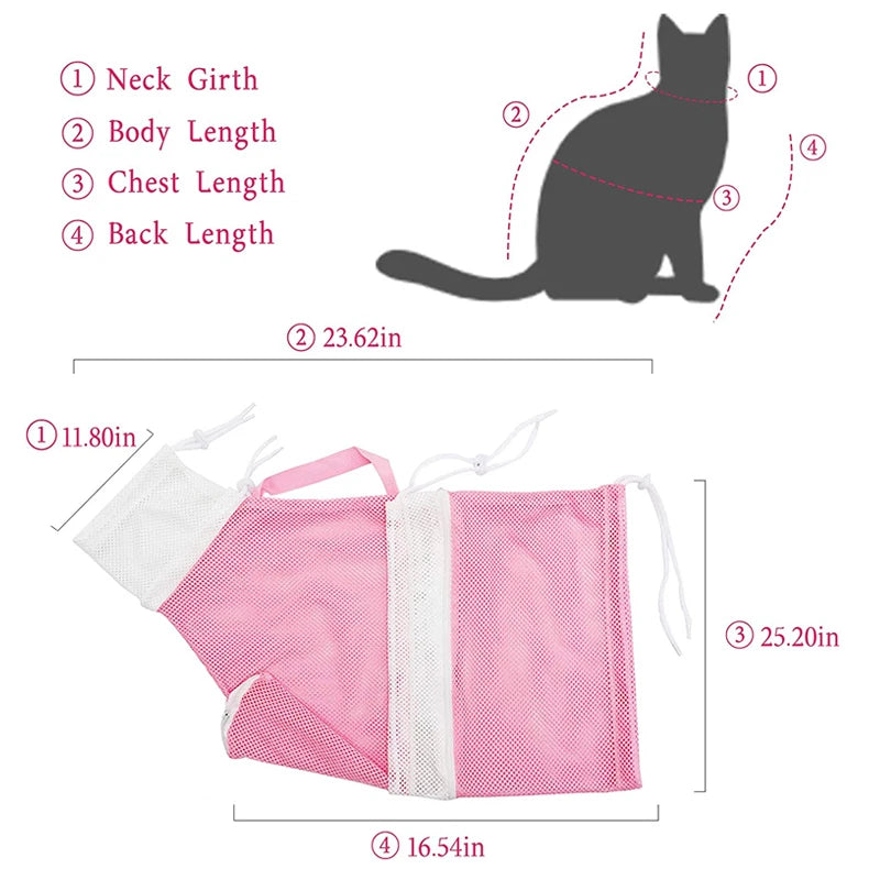 Pet Cat Bath Mesh Bag Multifunctional Adjustable Anti-Scratch Pull-Resistant Polyester Grooming Washing Bags Cat Supplies