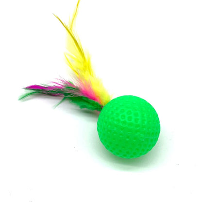 10pcs Mixed Funny Plastic Golf Ball with Feather Cat Toy Interactive Kitten Cat Teaser Ball Toy Pet Supplies