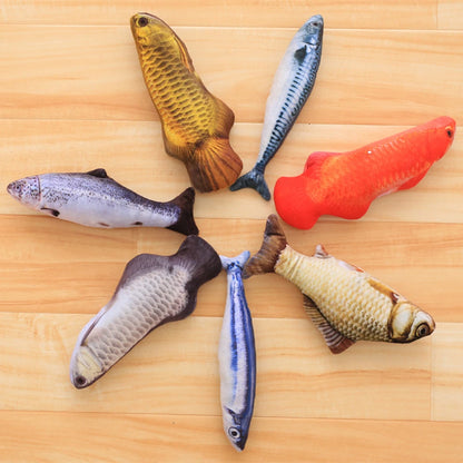 New Pets Plush Simulation Fish Shape Cat Toy Interactive Gifts Fish Catnip Toy Stuffed Pillow Doll 3D Fish Playing Toys for Pet