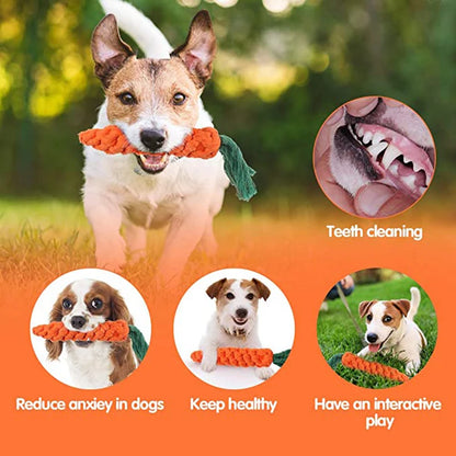 Cartoon Animal Dog Chew Toys Handmade Cotton Rope Carrot Shape for Small Large Doggy Braided Bite Resistant Molar Cleaning Toy