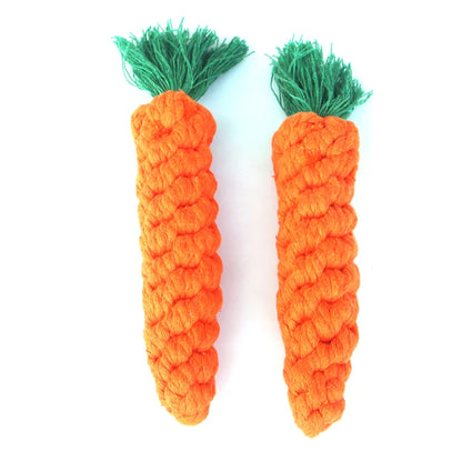 Cartoon Animal Dog Chew Toys Handmade Cotton Rope Carrot Shape for Small Large Doggy Braided Bite Resistant Molar Cleaning Toy