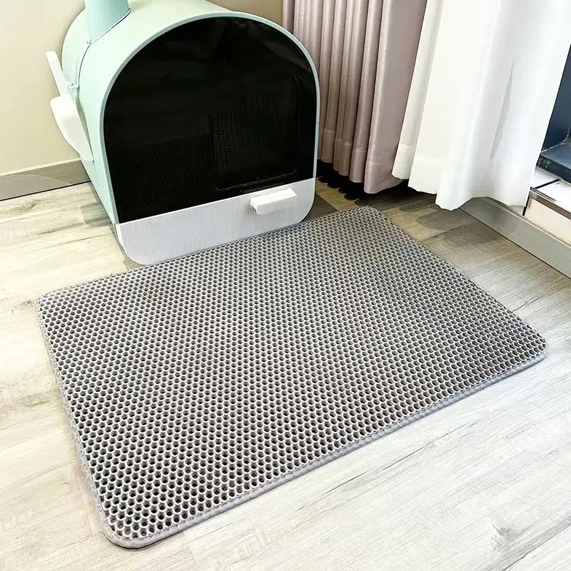 Double-layer washable cat toilet mat cat litter box mat cat cleaning supplies foldable cat litter collection mat