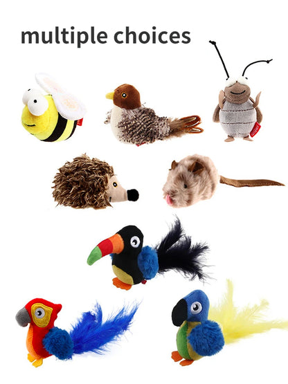 Hot Sell New Cat Toy Sparrow Shaped Funny Bird Simulation Sound Toy Pet Interactive Sounding Plush Doll Pet Supplies Accessories