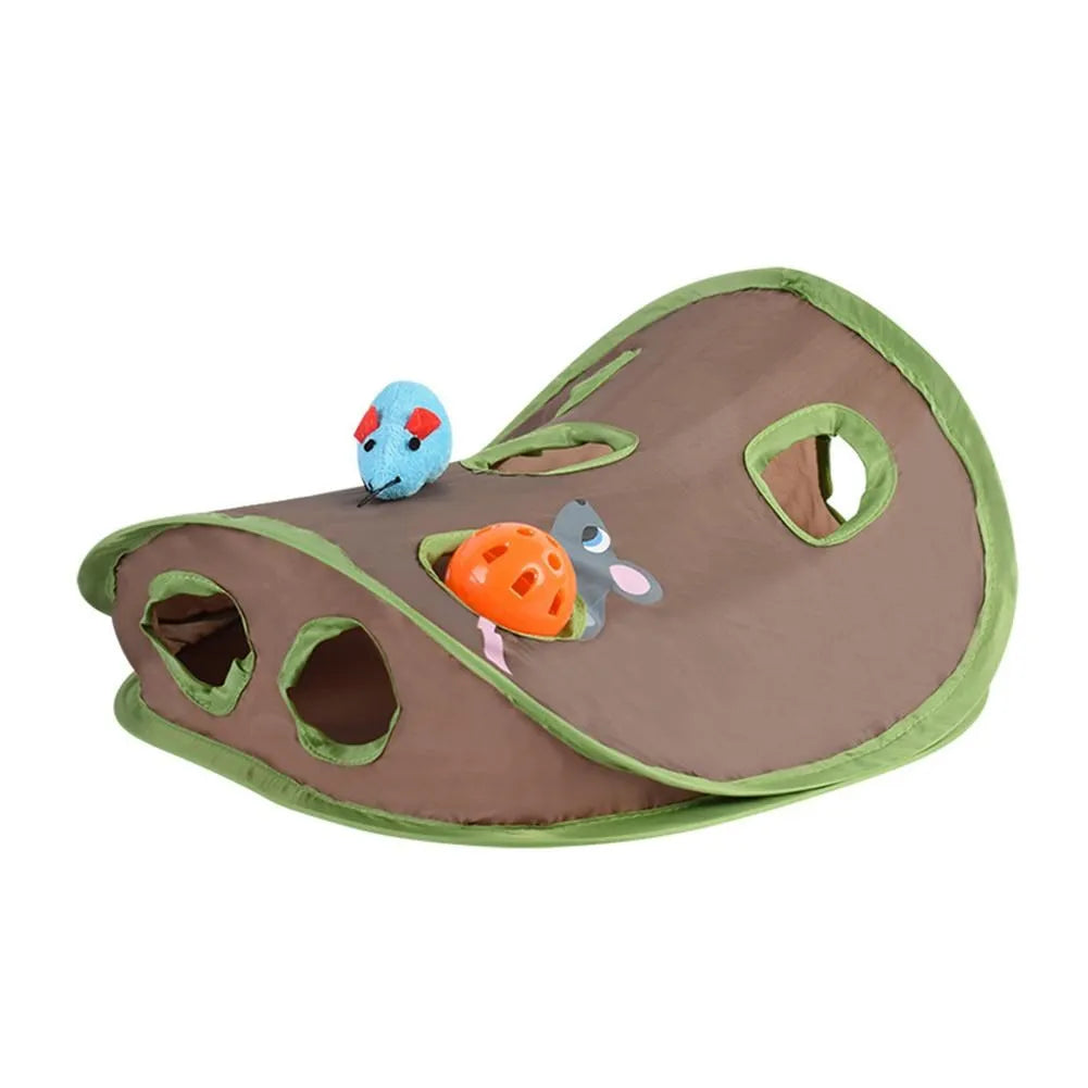 Cute Pet Cat Interactive Hide Seek Game 9 Holes Tunnel Mouse Hunt Intelligence Toy Pet Hidden Hole Kitten Foldable Toys