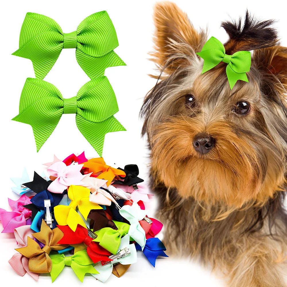 20PCS Handmake Dog Hair Clips Cute Bow Hairpin for Small Dogs Puppy Cat Hairpins Dog Grooming Accessoires Pet Supplies