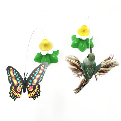 Automatic Rotating Electric Cat Toy Colorful Butterfly Bird Animal Shape Plastic Funny Kitten Pet Dog Interactive Training Toys