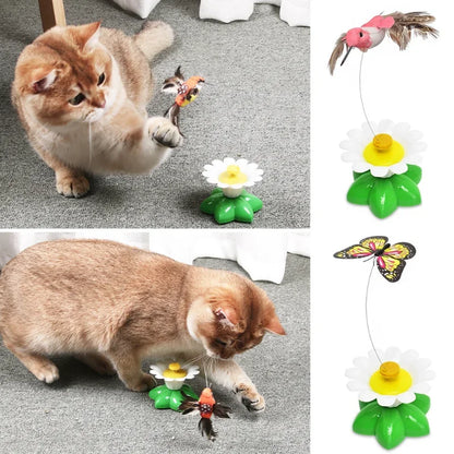 Automatic Rotating Electric Cat Toy Colorful Butterfly Bird Animal Shape Plastic Funny Kitten Pet Dog Interactive Training Toys