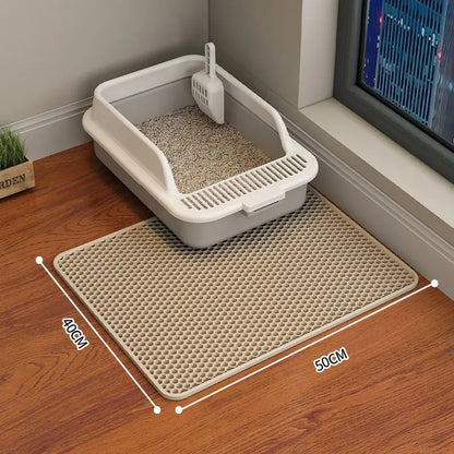 Double-layer washable cat toilet mat cat litter box mat cat cleaning supplies foldable cat litter collection mat