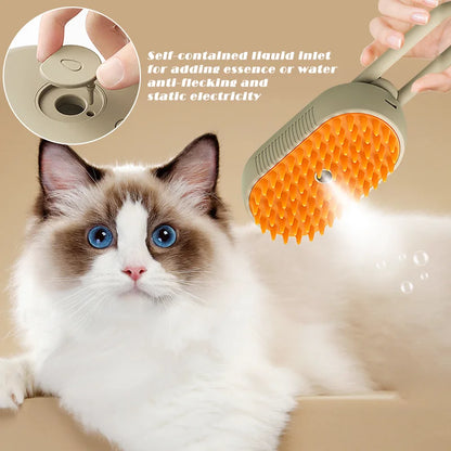 Cat Steam Brush Cleaning Steamy Spray Electric Spray Water Spray Comb 3 In 1 Hair Removal Grooming Supplies Pets Accessories