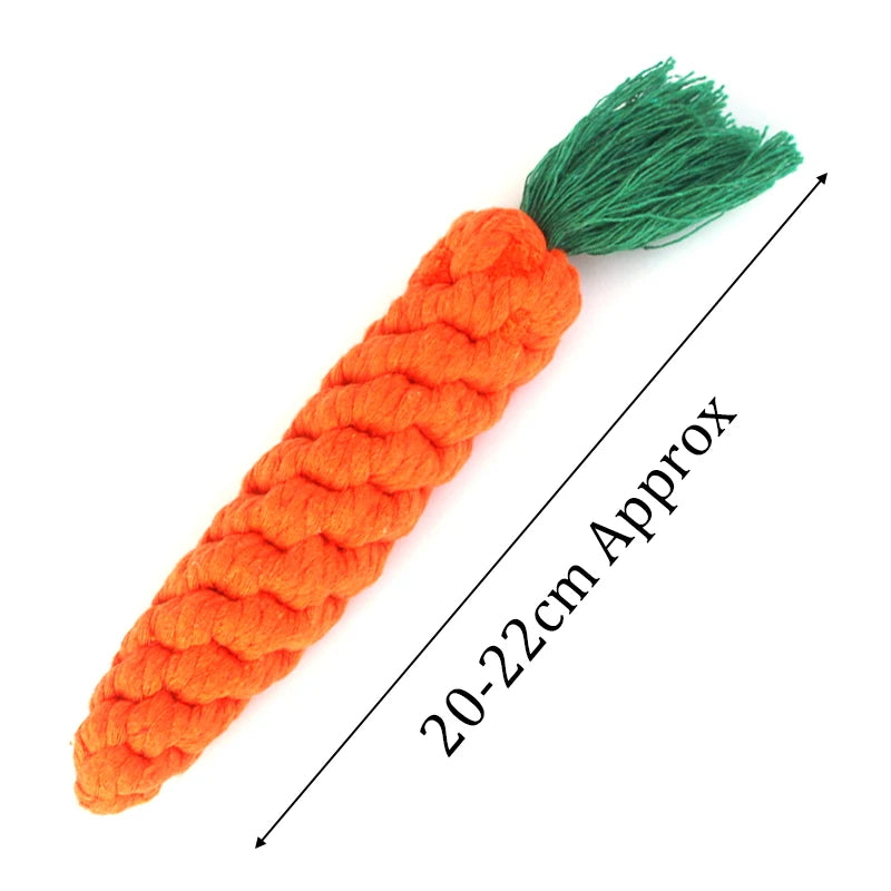 Cartoon Animal Dog Chew Toys Handmade Cotton Rope Carrot Shape for Small Large Doggy Braided Bite Resistant Molar Cleaning Toy