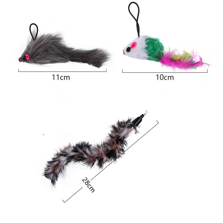 Funny Cat Toys Double Headed Suction Cup Cat Teaser Stick Removable Handheld Cat Interactive Toy Mouse Feather Bell Pet Supplies