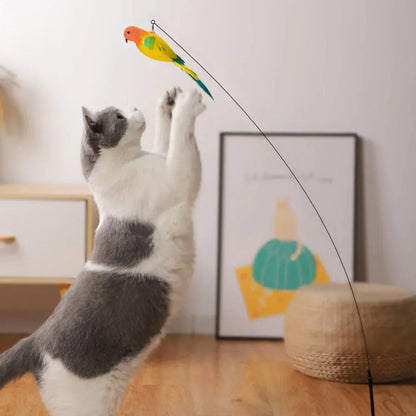 Simulation Bird Cat Toys Funny Interactive Peacock with Bell Cat Stick Toy for Kitten Playing Teaser Wand Toys Pet Cats Supplies