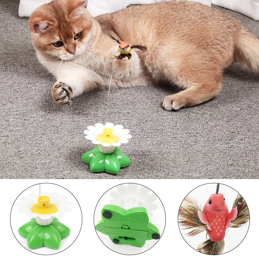 Automatic Rotating Electric Cat Toy Colorful Butterfly Bird Animal Shape Plastic Funny Kitten Pet Dog Interactive Training Toys