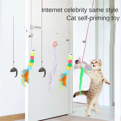 Cat Toy Simulation Mouse Cat Scratch Rope Mouse Funny Kitten Interactive Toy Retractable Caterpillar Hanging Door Pet Supplies