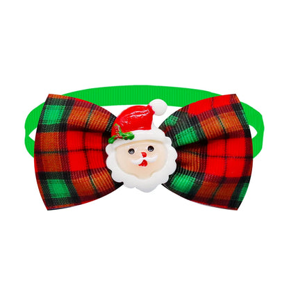 10PCS Christmas Pets Dogs Cat Bowties Adjustable Dog Collar Red Green Decorate Doggy Xmas Supplies for Small Dog Accessories