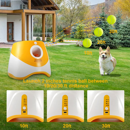 Automatic Dog Tennis Ball Launcher Pets Interactive Toy Outdoor Training Tennis Catapult Pinball Thrower with Treat Dispenser