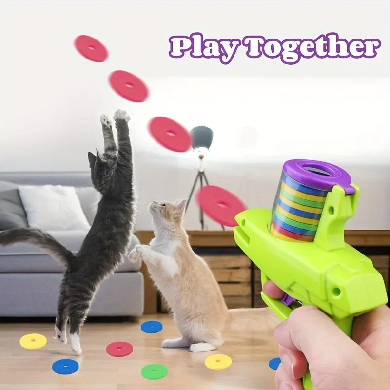 Funny Cat Toys Creative Turnip Gun with 15pcs Reusable Foam Frisbee Pet Hunting Interactive Toy Dog Cat Pet Supplies