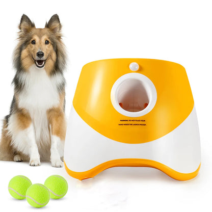 Automatic Dog Tennis Ball Launcher Pets Interactive Toy Outdoor Training Tennis Catapult Pinball Thrower with Treat Dispenser