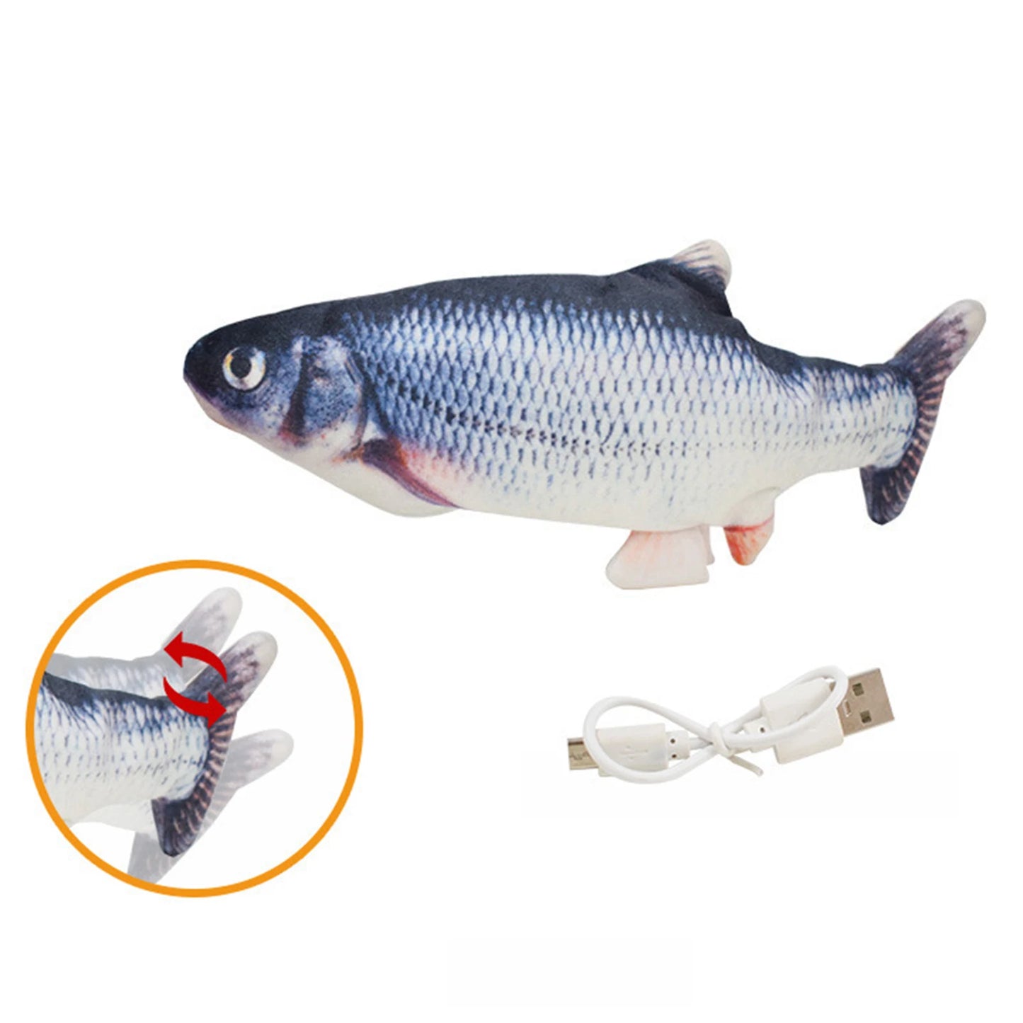 Electric Moving Cat Fish Toy Interactive Flopping Self-Moving Fish Toy USB Charging for Cats/Puppy/Small Dogs