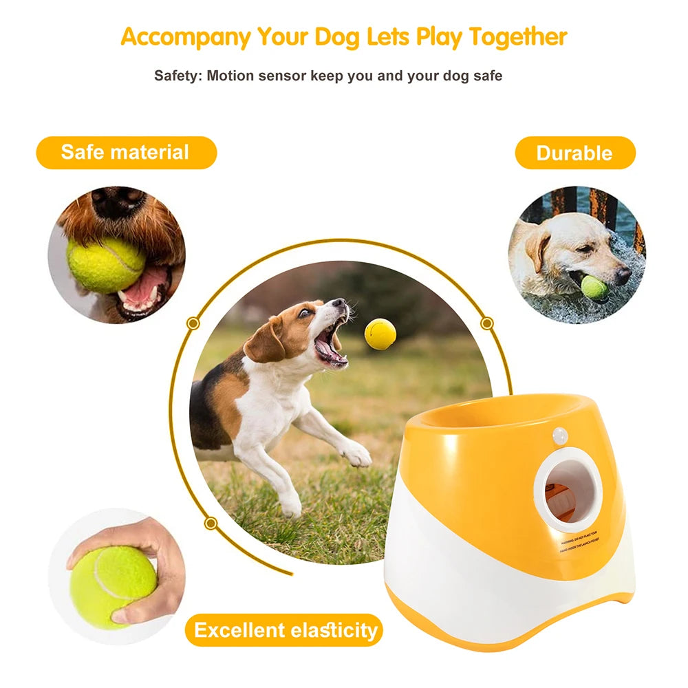 Automatic Dog Tennis Ball Launcher Pets Interactive Toy Outdoor Training Tennis Catapult Pinball Thrower with Treat Dispenser