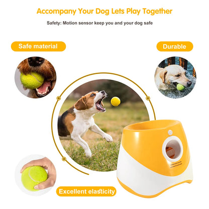 Automatic Dog Tennis Ball Launcher Pets Interactive Toy Outdoor Training Tennis Catapult Pinball Thrower with Treat Dispenser