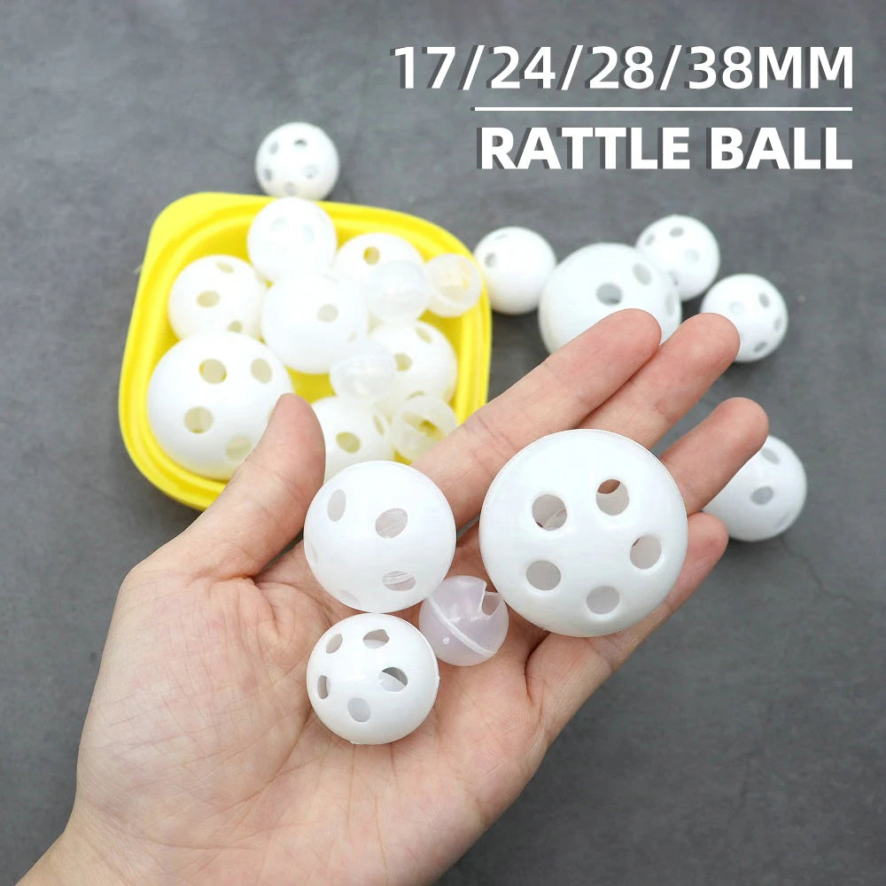 20pcs Plastic Rattle Bell Balls Squeaker Baby Toys DIY Rattle Beads Noise Maker Repair Fix Dog Toy Pet Accessories 17/24/28/38mm