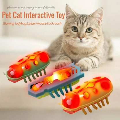 Pet Interactive Mini Electric Bug Cat Toy Kitten Escape Obstacle Automatic Flip Toy Battery Operated Vibration Beetle Supplies