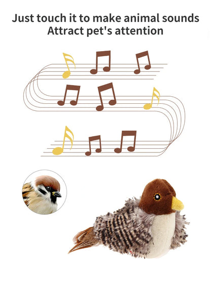 Hot Sell New Cat Toy Sparrow Shaped Funny Bird Simulation Sound Toy Pet Interactive Sounding Plush Doll Pet Supplies Accessories