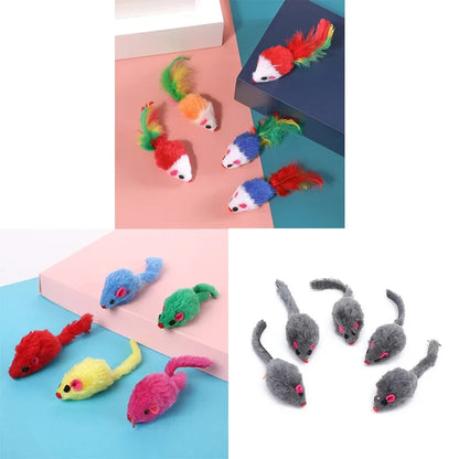 5Pcs 1PCS Plush Catmint Simulation Mouse Cat Pet Teasing Interactive Toy for Kitten Gifts Supplies Random Color