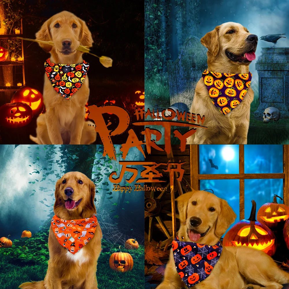 30PCS Dog Bandana Fall Pet Supplies Halloween Small Dog Cat Puppy Bandanas Scarf Thanksgiving Dog Supplies Dogs Bandana