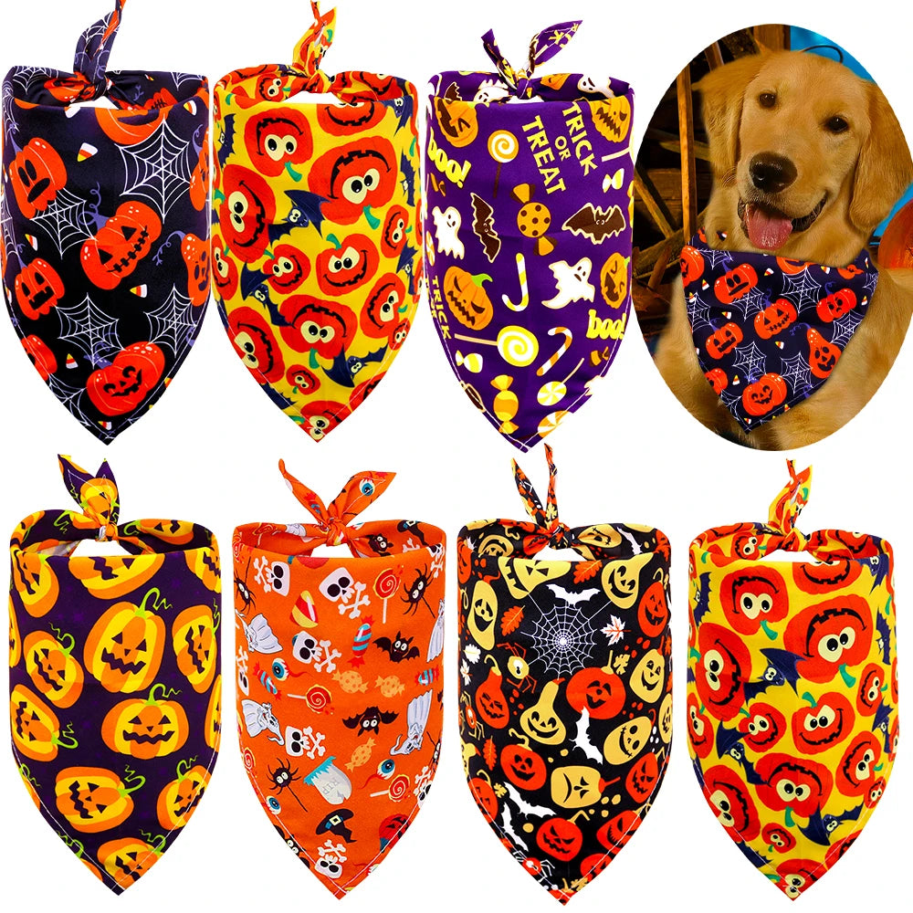 30PCS Dog Bandana Fall Pet Supplies Halloween Small Dog Cat Puppy Bandanas Scarf Thanksgiving Dog Supplies Dogs Bandana