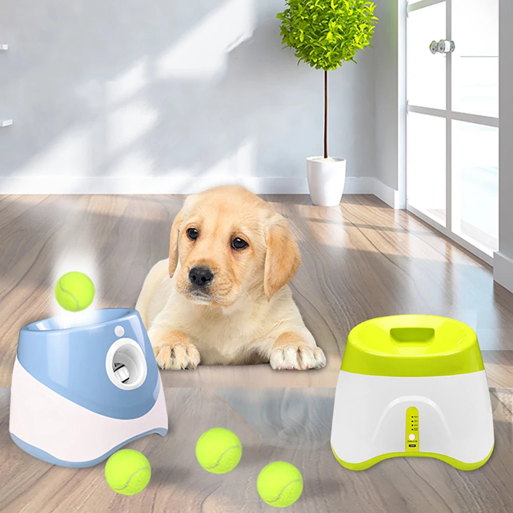 Automatic Dog Tennis Ball Launcher Pets Interactive Toy Outdoor Training Tennis Catapult Pinball Thrower with Treat Dispenser