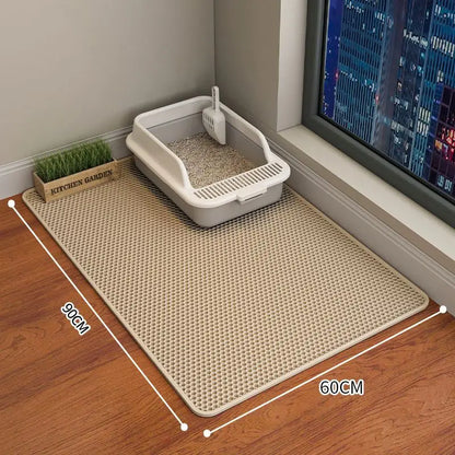 Double-layer washable cat toilet mat cat litter box mat cat cleaning supplies foldable cat litter collection mat