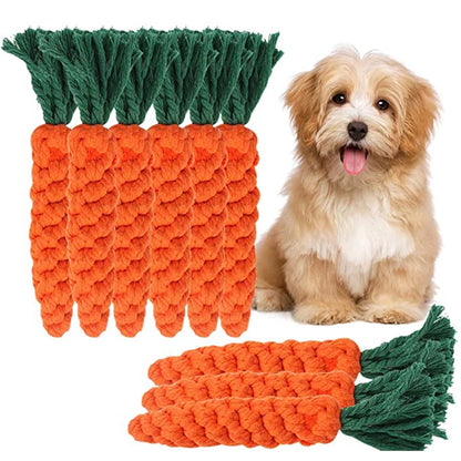 Cartoon Animal Dog Chew Toys Handmade Cotton Rope Carrot Shape for Small Large Doggy Braided Bite Resistant Molar Cleaning Toy