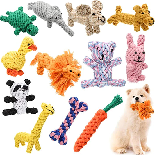 Dog Rope Toy Cartoon Animal Dog Chew Toys for Small Large Dogs Cats Molar Cleaning Teeth Toy Bite Resistance Puppy Pet Supplies