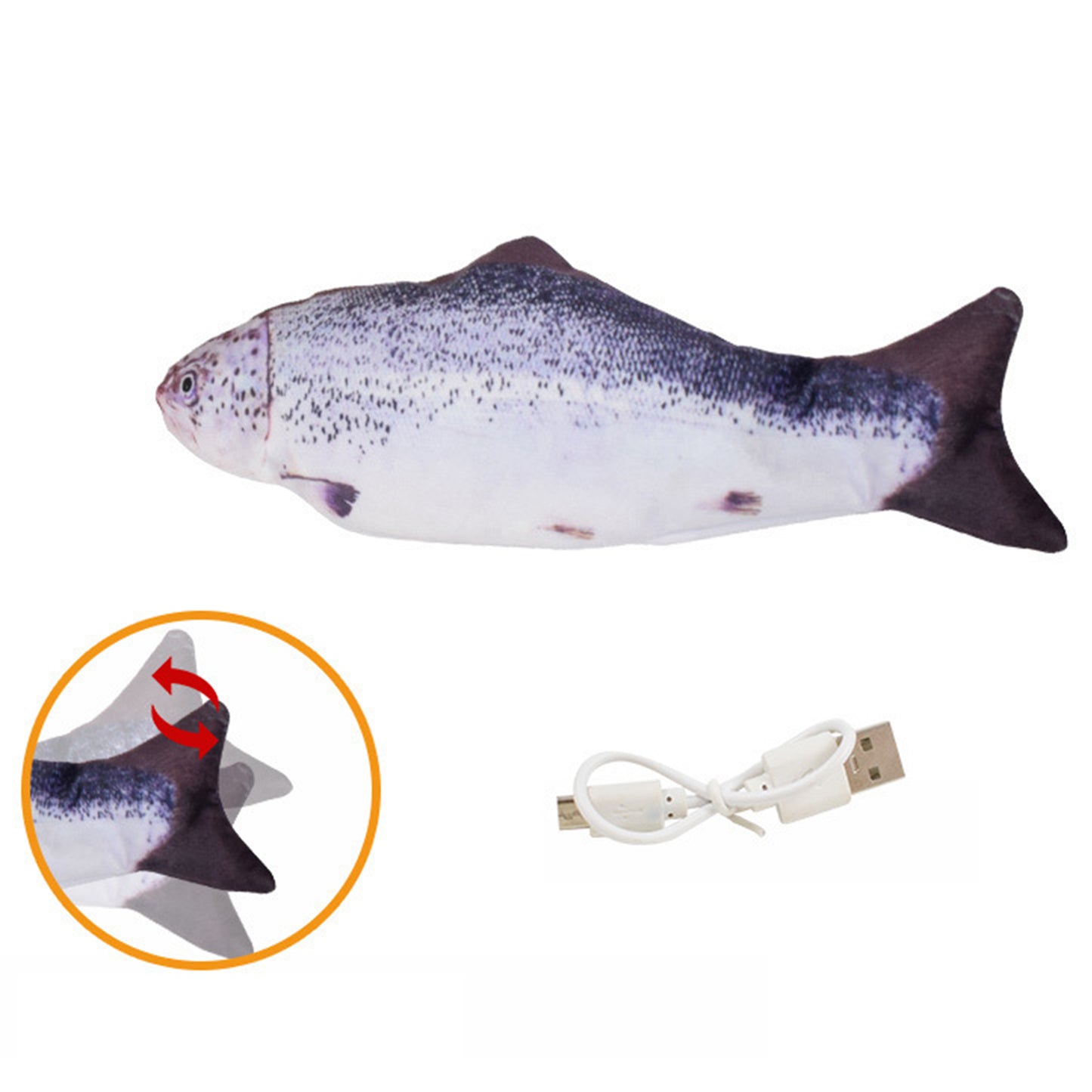 Electric Moving Cat Fish Toy Interactive Flopping Self-Moving Fish Toy USB Charging for Cats/Puppy/Small Dogs