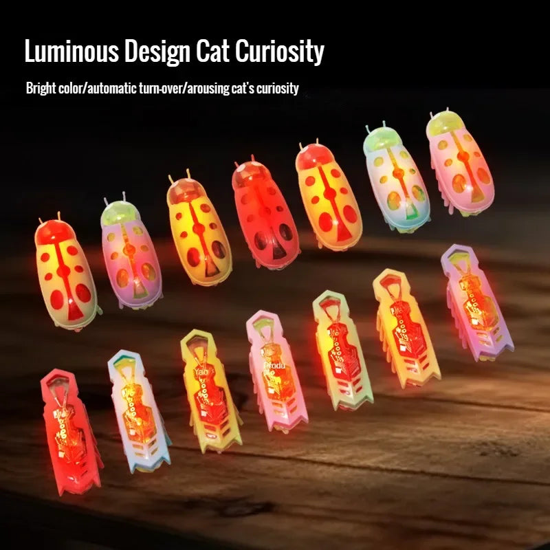 Pet Interactive Mini Electric Bug Cat Toy Kitten Escape Obstacle Automatic Flip Toy Battery Operated Vibration Beetle Supplies