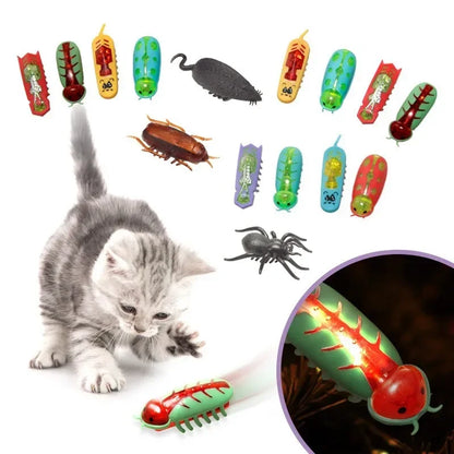 Pet Interactive Mini Electric Bug Cat Toy Kitten Escape Obstacle Automatic Flip Toy Battery Operated Vibration Beetle Supplies