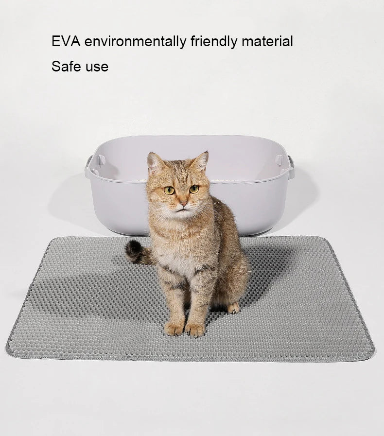 Double-layer washable cat toilet mat cat litter box mat cat cleaning supplies foldable cat litter collection mat