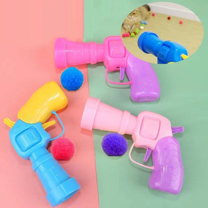 Cat Toy Interactive Fun Toy Gun Plush Ball Launches Quiet Bounce Ball To Tease The Cat Creative Mini Shooting Gun Pet Supplies