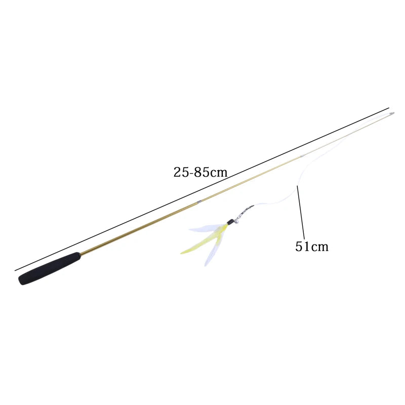 Cat Teaser Wands Three-section Telescopic Fishing Pole Wand Kitten Funny Catcher Teaser Stick Rod Interactive Stick Teaser Toys