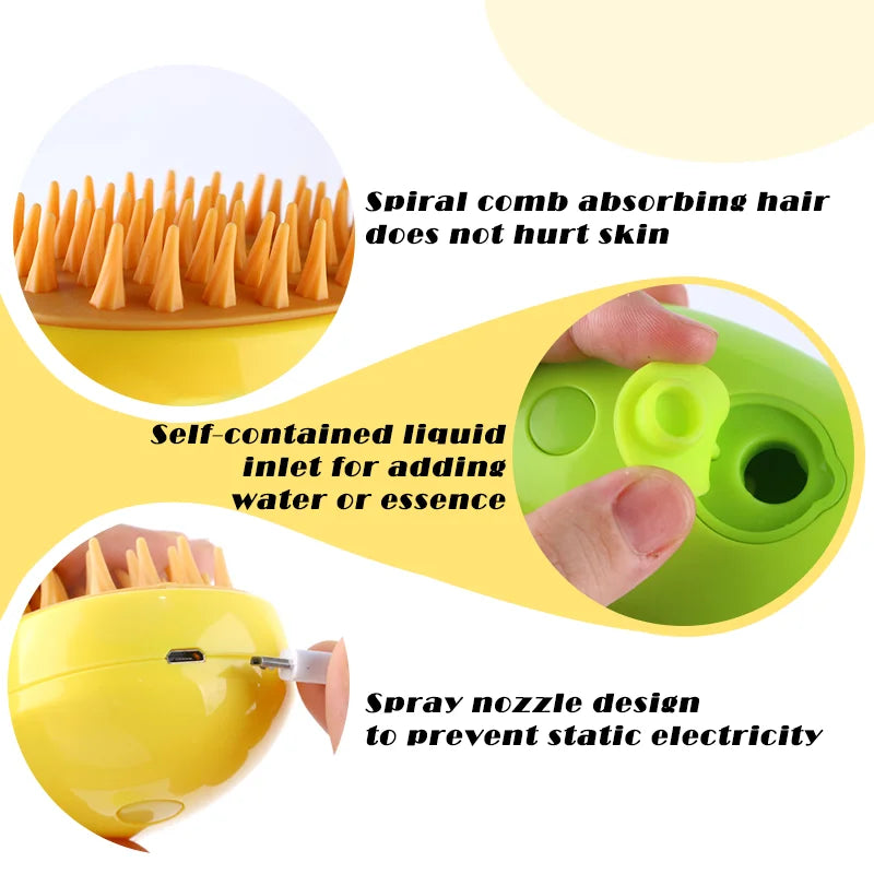 Cat Steam Brush Cleaning Steamy Spray Electric Spray Water Spray Comb 3 In 1 Hair Removal Grooming Supplies Pets Accessories