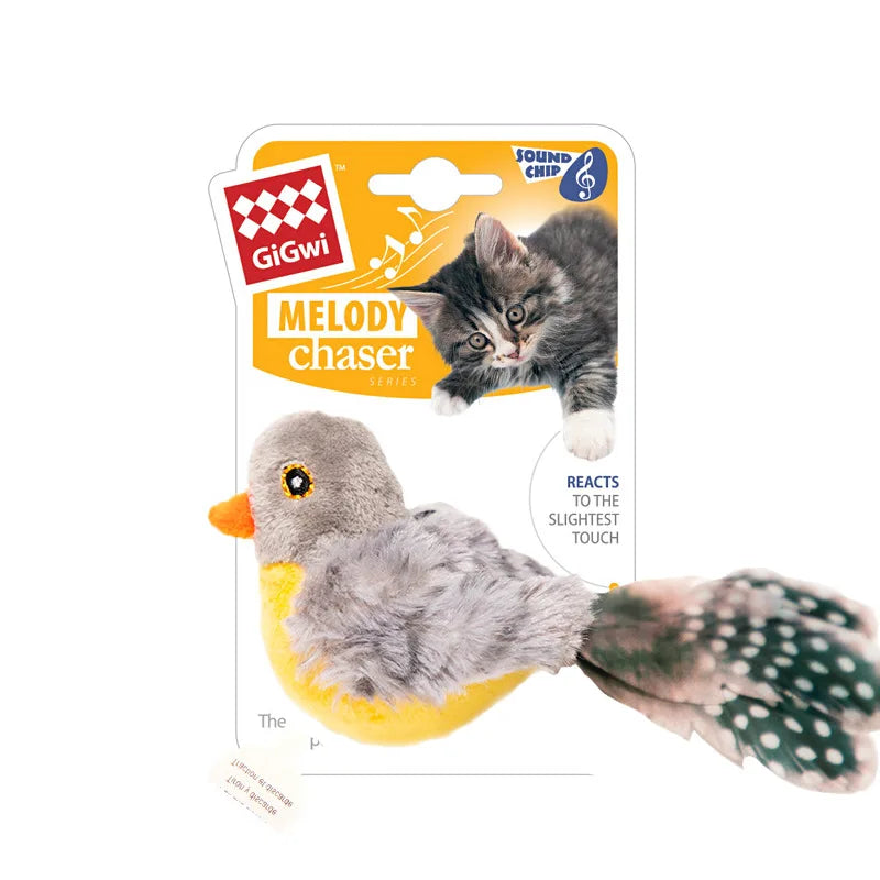 Hot Sell New Cat Toy Sparrow Shaped Funny Bird Simulation Sound Toy Pet Interactive Sounding Plush Doll Pet Supplies Accessories