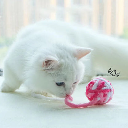 MADDEN Funny Cat Toys Colorful Yarn Balls with Bell Sounding Interactive Chewing Toy for Kitten Stuffed Toy Ball Cat Supplies