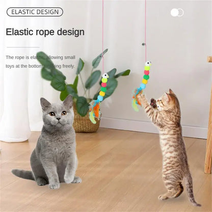 Cat Toy Simulation Mouse Cat Scratch Rope Mouse Funny Kitten Interactive Toy Retractable Caterpillar Hanging Door Pet Supplies