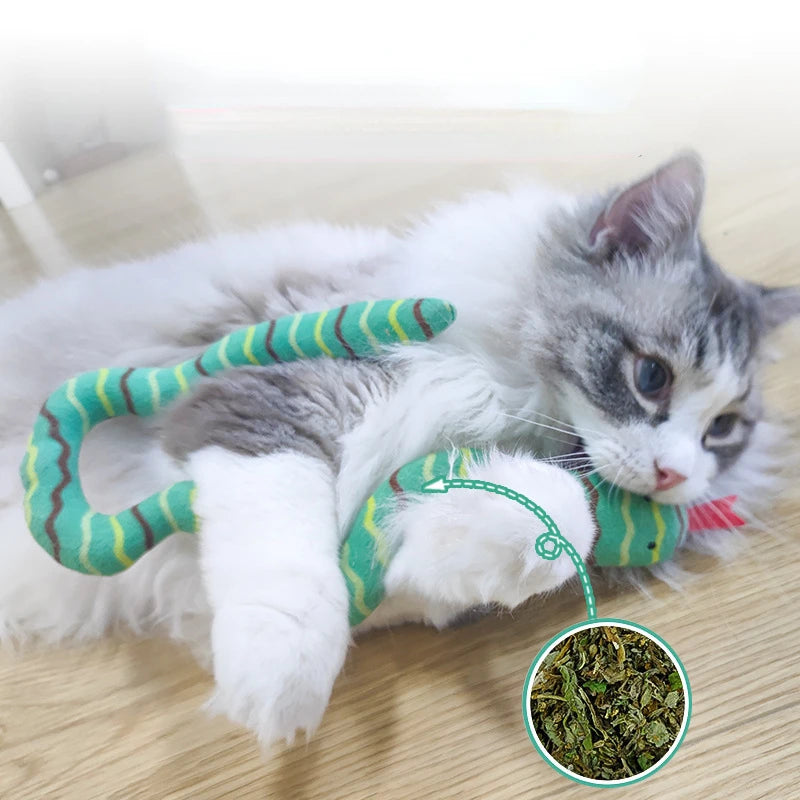 Catnip Toy Interactive Toy Plush Cat Toy Gluttonous Snake Bite-Resistant Molar Interactive Toy Gift For Cat Pet Accessories