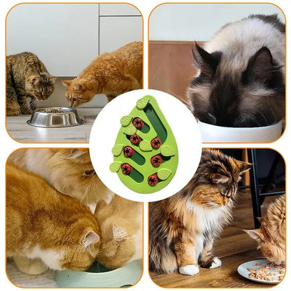 Cat Enrichment Toys Dog Slow Feeder Chew Toy Green Leaf Shaped Cat Food Puzzle Mentally Stimulating Toys Interactive Cat Slow